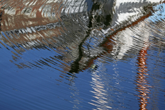 Reflection of houses at the old harbor of Honfleur, Côte Fleurie, Normandy, France