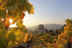 La Roque-Alric und die Dentelles de Montmirail, Vaucluse, Provence-Alpes-Côze d'Azur, Frankreich
